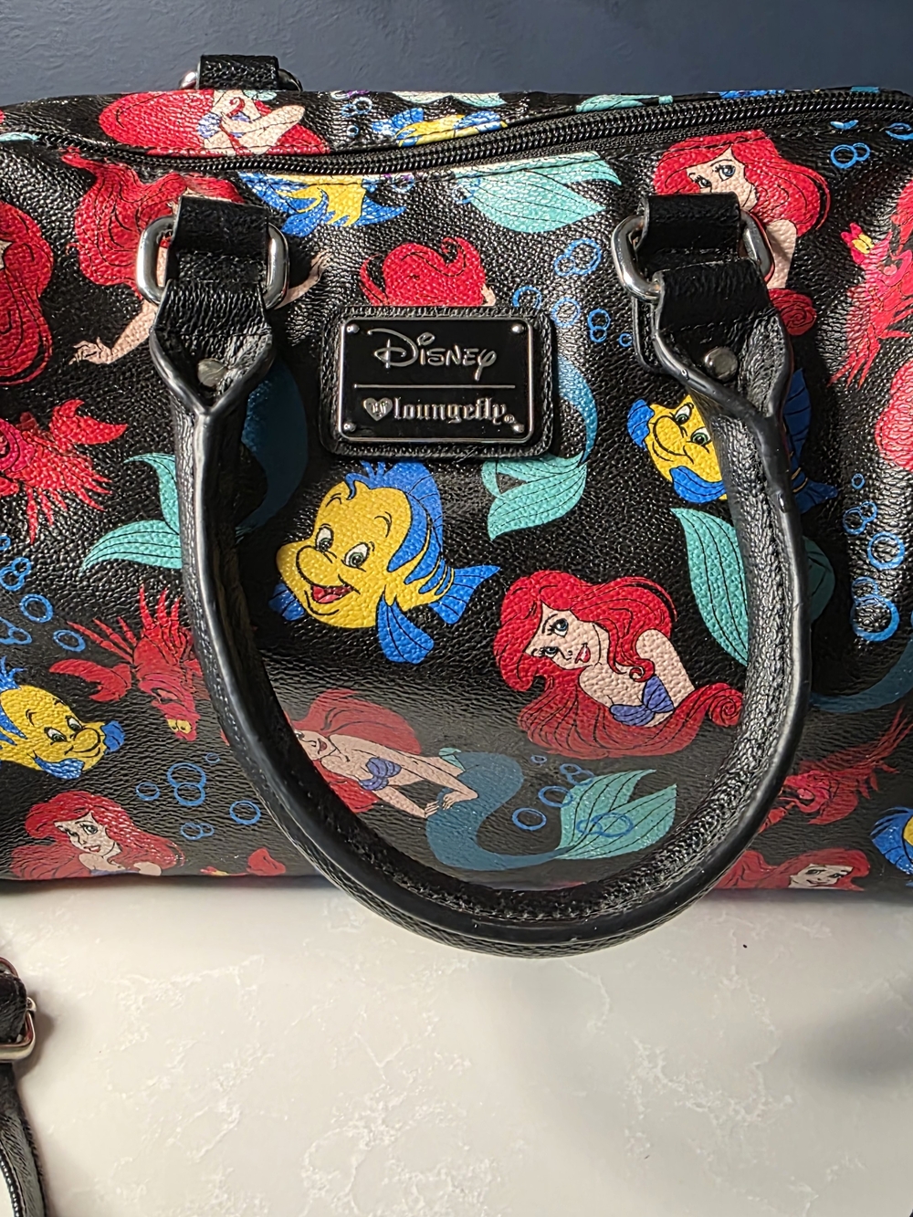 Loungefly Black The Little Mermaid Ariel & Flounder Printed Satchel